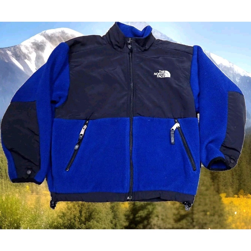 The‎ North Face Denali Fleece Jacket Boys Medium Blue Black Good Polartec Zip